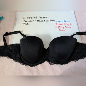 Victoria's Secret Black Strapless Lace Demi Lightly Lined Bra